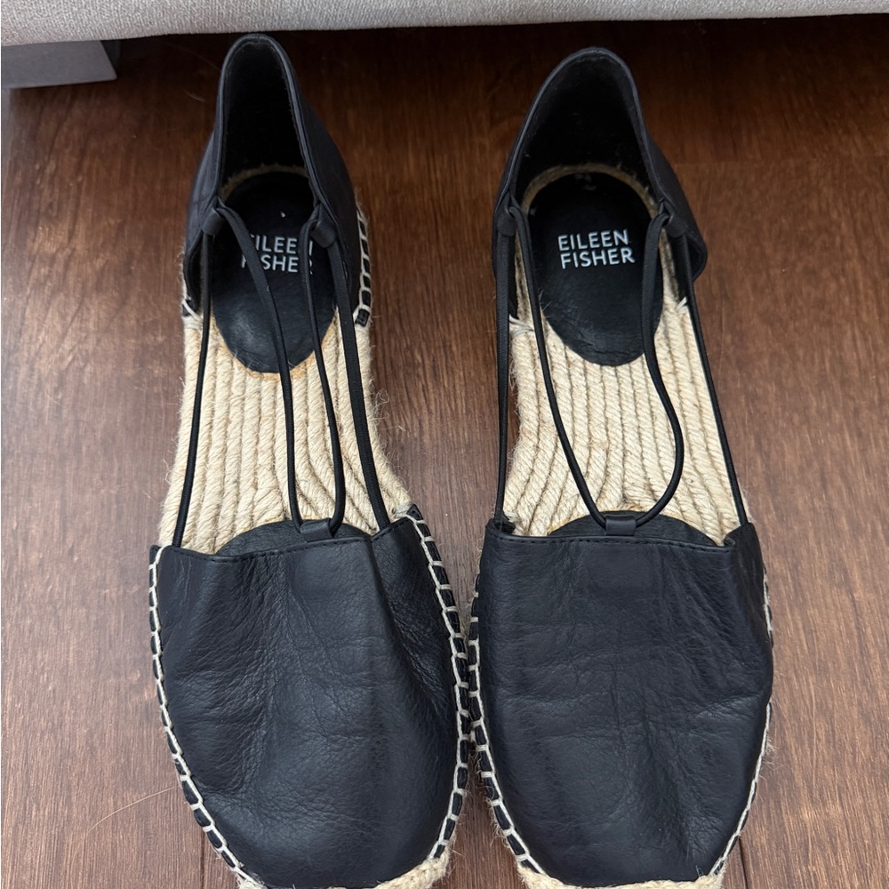 Lee Washed Leather Espradrille Flats